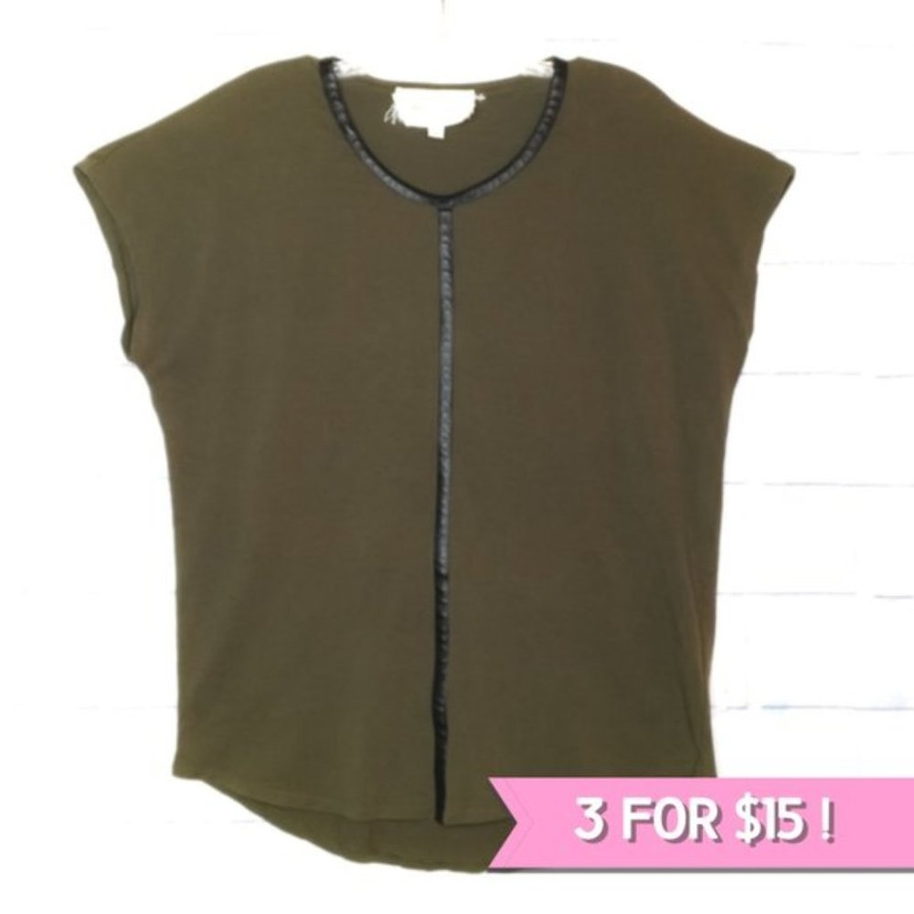 TWO by Vince•Leather Trim•Slouchy Tee•Oversized